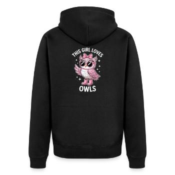 Eule Sprüche Eulen Lustiges Eulen Geschenk - Unisex Premium Bio Zip Hoodie - Schwarz - Hinten - Nico (187cm)