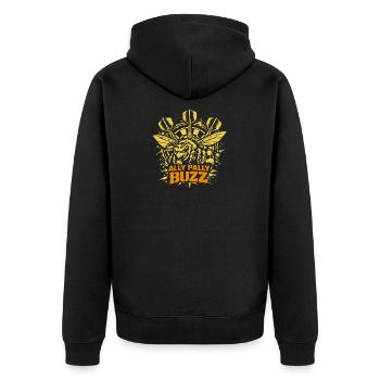 Ally Pally Buzz | Dart Biene - Unisex Premium Bio Zip Hoodie - Schwarz - Hinten - Nico (187cm)