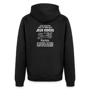 Videospielsüchtige Geschenkidee für einen Teenager-Gamer - Unisex Premium Bio Zip Hoodie - Schwarz - Hinten - Nico (187cm)