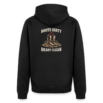 Horse People Equestrian Identity Barn - Unisex Premium Bio Zip Hoodie - Schwarz - Hinten - Nico (187cm)