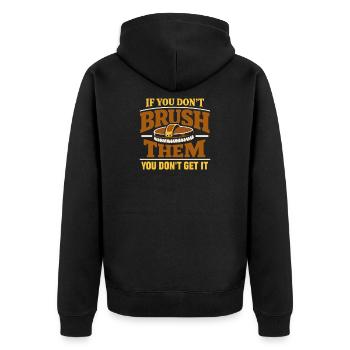 Horse People Equestrian Identity Barn - Unisex Premium Bio Zip Hoodie - Schwarz - Hinten - Nico (187cm)