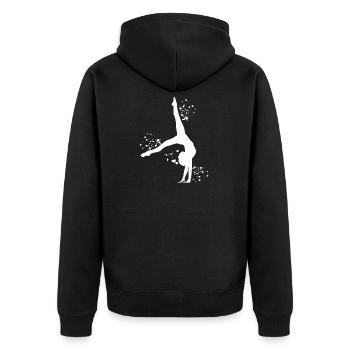 Gymnaste avec massues gymnastique rythmique - Veste à capuche bio Premium Unisexe - noir - Dos - Nico (187cm)