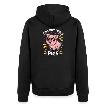 Schweine Sprüche Schwein Lustige Schweine Geschenk - Unisex Premium Bio Zip Hoodie - Schwarz - Hinten - Nico (187cm)