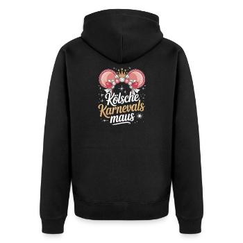 Kölsche Karnevalsmaus Karneval Köln Kölner Maus - Unisex Premium Bio Zip Hoodie - Schwarz - Hinten - Nico (187cm)