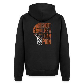 Shoot Like A Champion Basketball Quote - Unisex Premium Organic Zip Hoodie - black - Back - Nico (187cm)