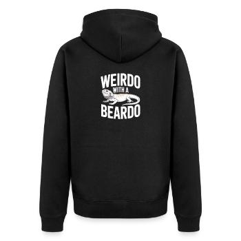 Weirdo Beardo Lizard Tee - Unisex Premium Organic Zip Hoodie - black - Back - Nico (187cm)