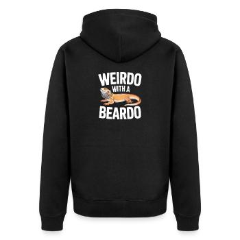 Weirdo With A Beardo - Unisex Premium Organic Zip Hoodie - black - Back - Nico (187cm)