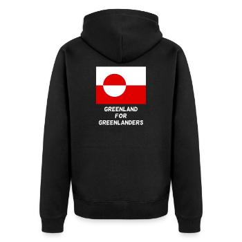 Greenland Flag Circle Emblem - Unisex Premium Organic Zip Hoodie - black - Back - Nico (187cm)