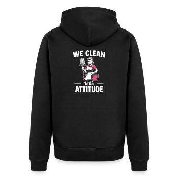 Cleaner Housekeeping Team Motif - Unisex Premium Organic Zip Hoodie - black - Back - Nico (187cm)