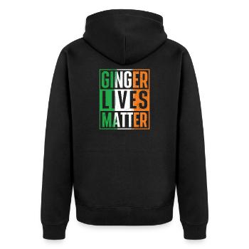 Ginger Lives Matter St Patrick’s St. Paddys - Unisex Premium Organic Zip Hoodie - black - Back - Nico (187cm)