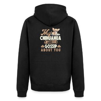 Chihuahua Chihuahueño My Chihuahua - Unisex Premium Bio Zip Hoodie - Schwarz - Hinten - Nico (187cm)