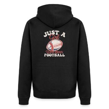 Juste une fille qui aime les joueurs de saison de football fan - Veste à capuche bio Premium Unisexe - noir - Dos - Nico (187cm)
