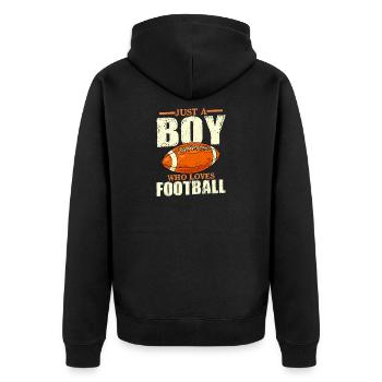 Juste un garçon qui aime la saison des fans de joueurs de football - Veste à capuche bio Premium Unisexe - noir - Dos - Nico (187cm)