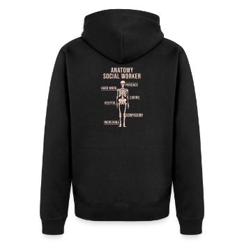Social Worker Quote Anatomy Social Work - Unisex Premium Organic Zip Hoodie - black - Back - Nico (187cm)