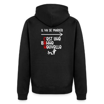 Tenue Groupe EVG Mariage Humour - Veste à capuche bio Premium Unisexe - noir - Dos - Nico (187cm)