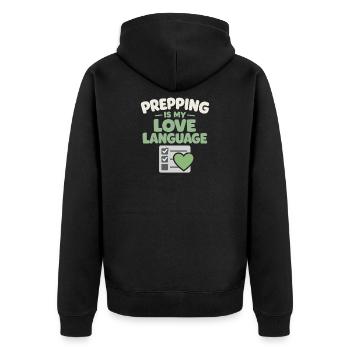 Family Provision Emergency Planner Prepper - Unisex Premium Organic Zip Hoodie - black - Back - Nico (187cm)