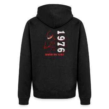 Vintage 1976 Retro Motorcycle Birthday Gift - Unisex Premium Organic Zip Hoodie - black - Back - Nico (187cm)