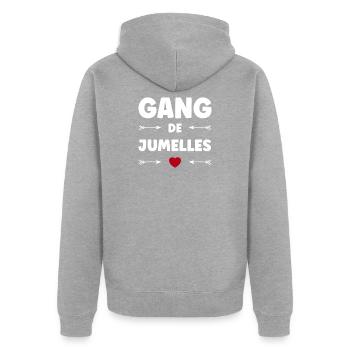 GANG DES JUMELLES - Veste à capuche bio Premium Unisexe - gris chiné - Dos - Nico (187cm)