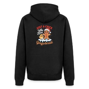 Just A Chick Who Loves Gingerbread Sweet Chick - Unisex Premium Organic Zip Hoodie - black - Back - Nico (187cm)