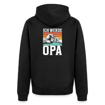 Ich Werde Opa Baby Großvater Pops Großeltern - Unisex Premium Bio Zip Hoodie - Schwarz - Hinten - Nico (187cm)