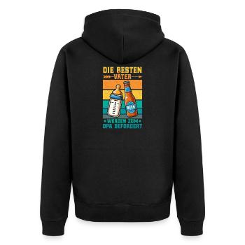 The best fathers are promoted to grandpa - Unisex Premium Organic Zip Hoodie - black - Back - Nico (187cm)