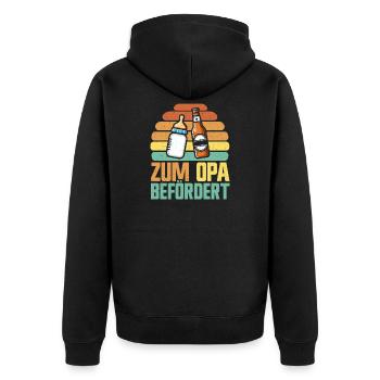Zum Opa Befördert Retro Großvater Pops Großeltern - Unisex Premium Bio Zip Hoodie - Schwarz - Hinten - Nico (187cm)