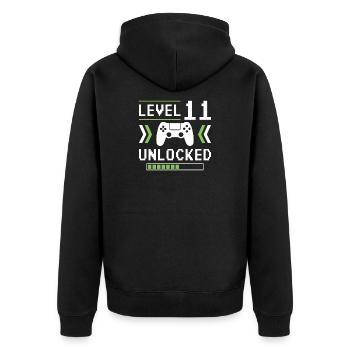 Niveau 11 - Veste à capuche bio Premium Unisexe - noir - Dos - Nico (187cm)