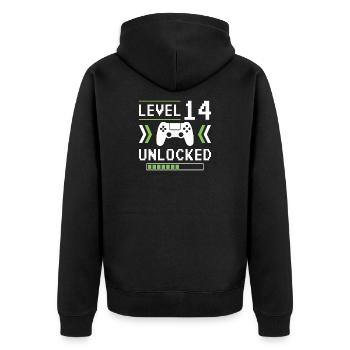 14e anniversaire Jeune Gamer Niveau 14 ans - Veste à capuche bio Premium Unisexe - noir - Dos - Nico (187cm)
