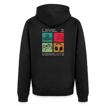 5th Birthday 5 Years Level 5 Birthday Gift - Unisex Premium Organic Zip Hoodie - black - Back - Nico (187cm)
