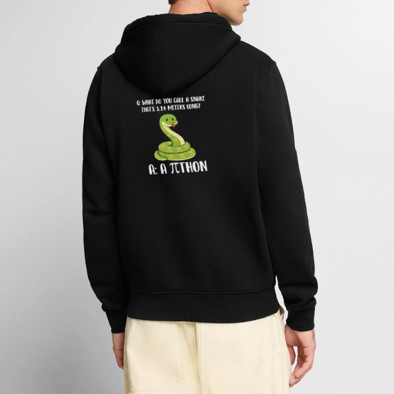 Blague sur le python de Pi Day de 3,14 mètres de long Veste à capuche bio Premium Unisexe