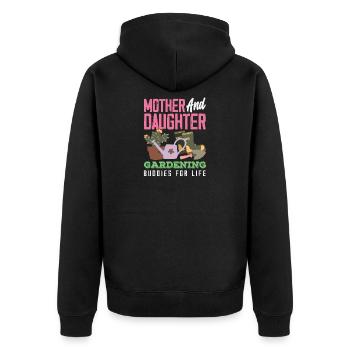 Mutter-tochter-pflanzenliebhaberin Gartenarbeit - Unisex Premium Bio Zip Hoodie - Schwarz - Hinten - Nico (187cm)