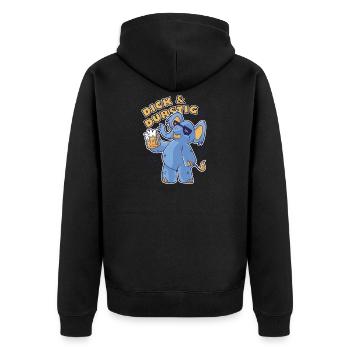 Dick und Durstig Lustiger Spruch Saufen Bier - Unisex Premium Bio Zip Hoodie - Schwarz - Hinten - Nico (187cm)