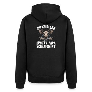 Offizielles Bester Papa Schlafshirt Elch Vatertag - Unisex Premium Bio Zip Hoodie - Schwarz - Hinten - Nico (187cm)