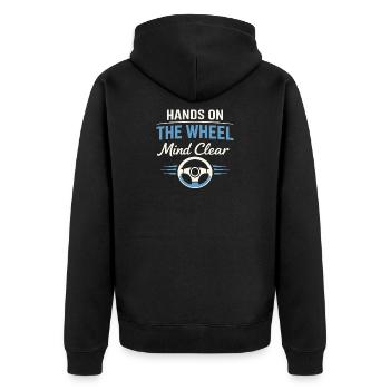 Trucking Therapy Road Ist Mein Therapie-trucker - Unisex Premium Bio Zip Hoodie - Schwarz - Hinten - Nico (187cm)