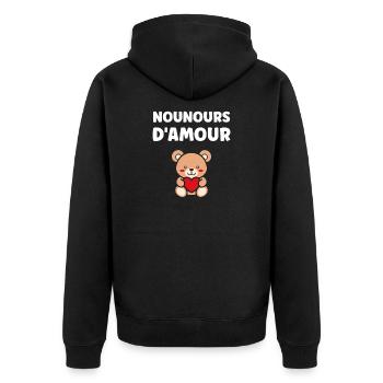 Nounours d'Amour Coeur Rouge - Veste à capuche bio Premium Unisexe - noir - Dos - Nico (187cm)
