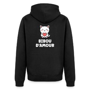 Chat cœur Bibou d'amour - Veste à capuche bio Premium Unisexe - noir - Dos - Nico (187cm)