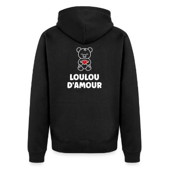 Ourson Coeur Rouge LOULOU - Veste à capuche bio Premium Unisexe - noir - Dos - Nico (187cm)