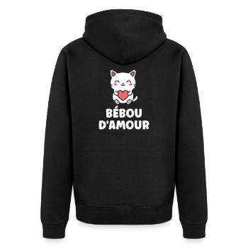 Chaton cœur Bébou d'Amour - Veste à capuche bio Premium Unisexe - noir - Dos - Nico (187cm)