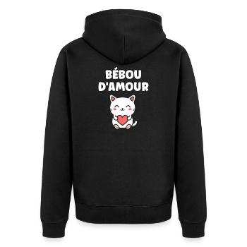 Liebe Beboo Katzenherz - Unisex Premium Bio Zip Hoodie - Schwarz - Hinten - Nico (187cm)