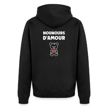 Red Heart Love Teddybär - Unisex Premium Bio Zip Hoodie - Schwarz - Hinten - Nico (187cm)