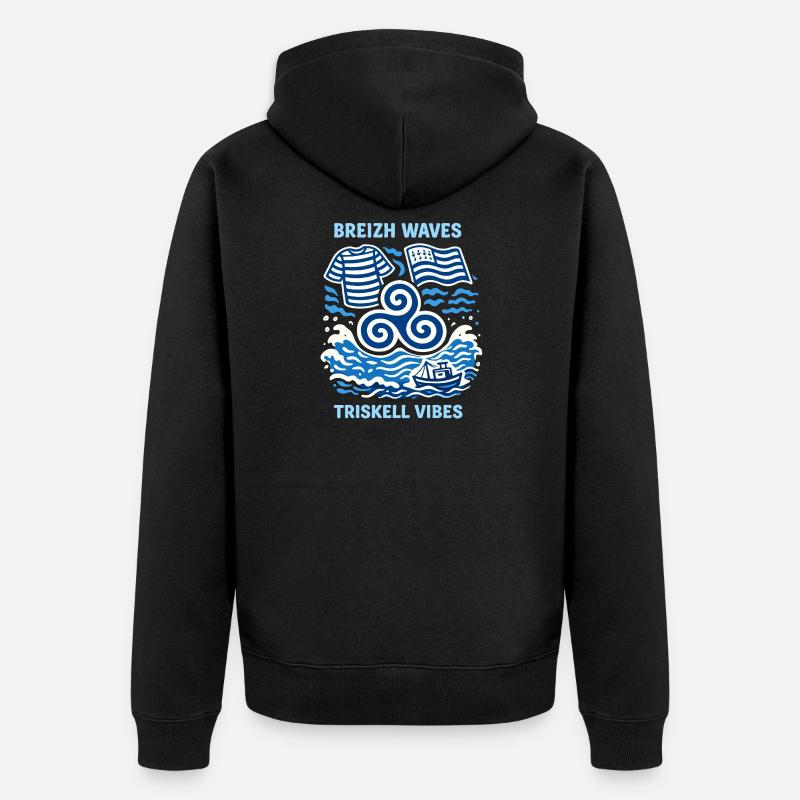 Vagues Breizh Triskel Vibes Tee - Veste à capuche bio Premium Unisexe - noir