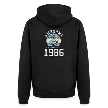 Wahnsinn Seit 1986 Arcade Joystick - Unisex Premium Bio Zip Hoodie - Schwarz - Hinten - Nico (187cm)