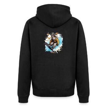 Husky Hund Snowboard - Unisex Premium Bio Zip Hoodie - Schwarz - Hinten - Nico (187cm)