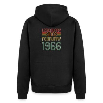 Légendaire depuis février 1966, Rétro, Birthday - Veste à capuche bio Premium Unisexe - noir - Dos - Nico (187cm)