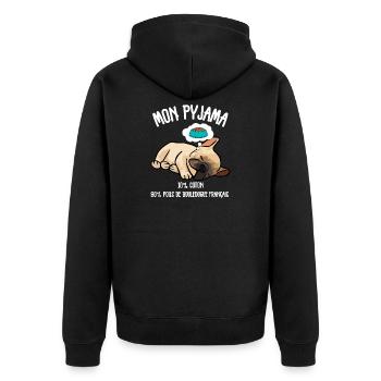 Pyjama Poils Chien Bouledogue Français - Veste à capuche bio Premium Unisexe - noir - Dos - Nico (187cm)