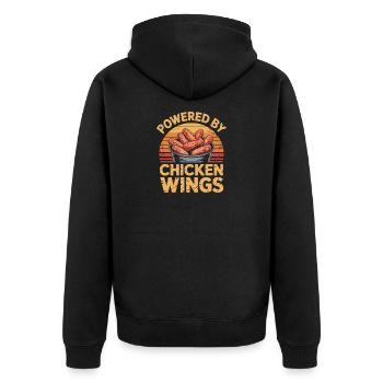 Hähnchenflügel BBQ Fast Food Humor - Unisex Premium Bio Zip Hoodie - Schwarz - Hinten - Nico (187cm)