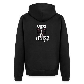 Yes I Herd You Funny Border Collie Sheepdog - Unisex Premium Organic Zip Hoodie - black - Back - Nico (187cm)
