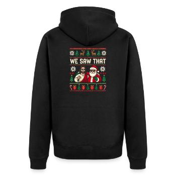 Wir haben gesehen, dass Jesus und der Weihnachtsma - Unisex Premium Bio Zip Hoodie - Schwarz - Hinten - Nico (187cm)