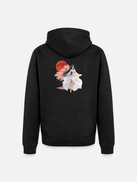 Moonlit Blossom Enchantress - Unisex Premium Organic Zip Hoodie - black