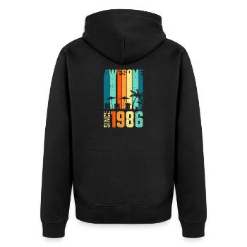 Vintage Tropical Skyline Since 1986 - Unisex Premium Organic Zip Hoodie - black - Back - Nico (187cm)